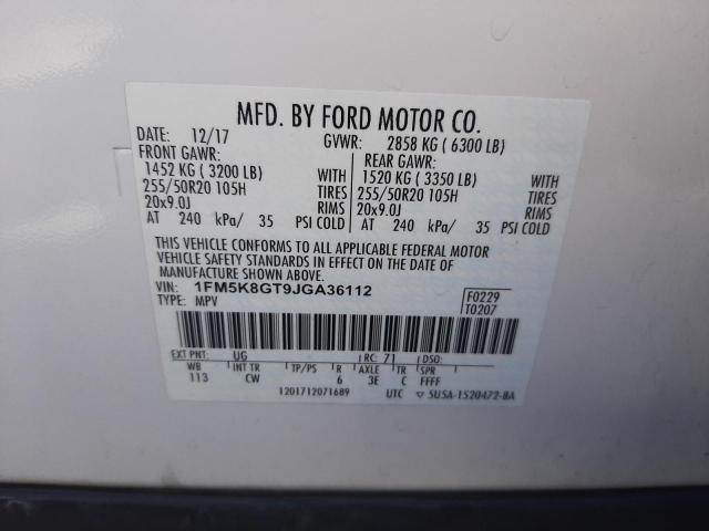 Photo 10 from auction – 2018 FORD EXPLORER S with VIN 1FM5K8GT9JGA36112