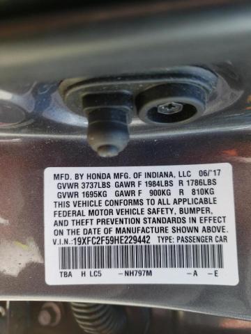Photo 10 from auction – 2017 HONDA CIVIC LX with VIN 19XFC2F59HE229442