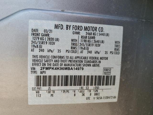 Photo 10 from auction – 2021 FORD EDGE TITAN with VIN 2FMPK4K96MBA14979