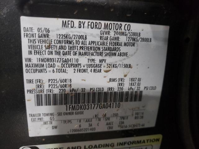 Photo 10 from auction – 2007 FORD FREESTYLE with VIN 1FMDK03177GA04110
