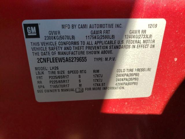 Photo 10 from auction – 2010 CHEVROLET EQUINOX LT with VIN 2CNFLEEW5A6279655