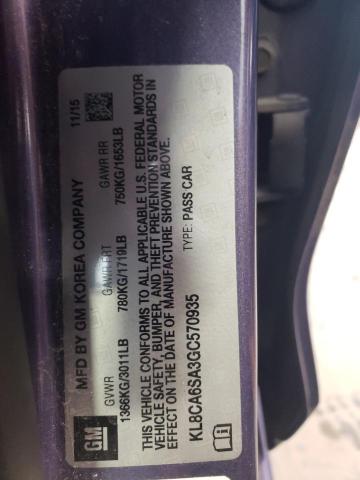 Photo 10 from auction – 2016 CHEVROLET SPARK LS with VIN KL8CA6SA3GC570935