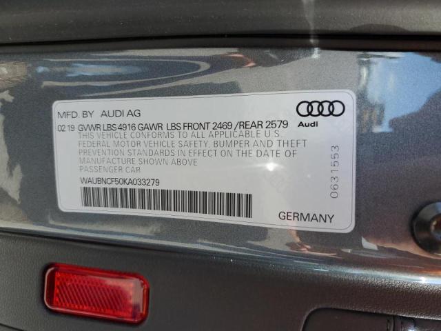 Photo 10 from auction – 2019 AUDI A5 PREMIUM with VIN WAUBNCF50KA033279