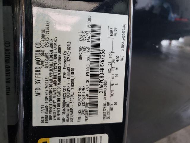Photo 10 from auction – 2019 FORD FUSION SE with VIN 3FA6P0HD4KR267356