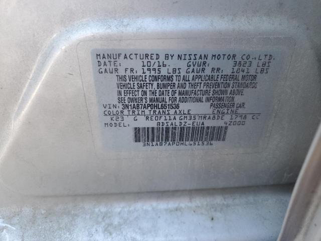 Photo 10 from auction – 2017 NISSAN SENTRA S with VIN 3N1AB7AP0HL651536