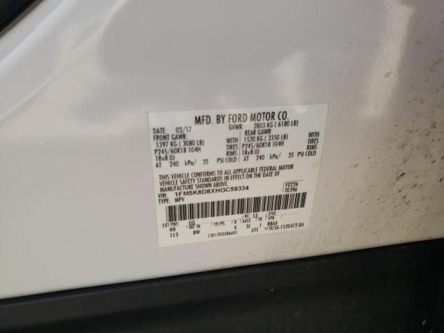 Photo 10 from auction – 2017 FORD EXPLORER X with VIN 1FM5K8D8XHGC59334