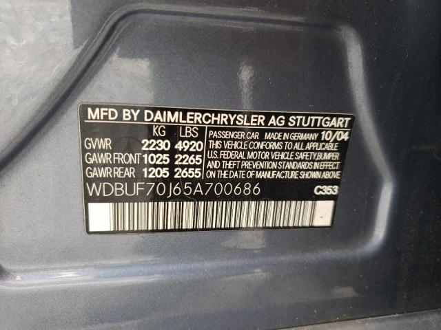Photo 10 from auction – 2005 MERCEDES-BENZ E 500 with VIN WDBUF70J65A700686