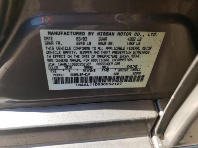 Photo 10 from auction – 2003 NISSAN ALTIMA BAS with VIN 1N4AL11D53C252127