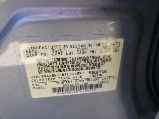 Photo 10 from auction – 2007 NISSAN SENTRA 2.0 with VIN 3N1AB61E87L714342