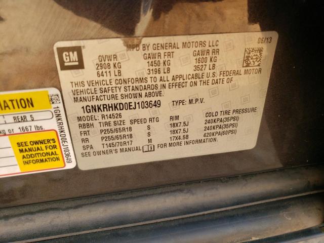 Photo 10 from auction – 2014 CHEVROLET TRAVERSE L with VIN 1GNKRHKD0EJ103649