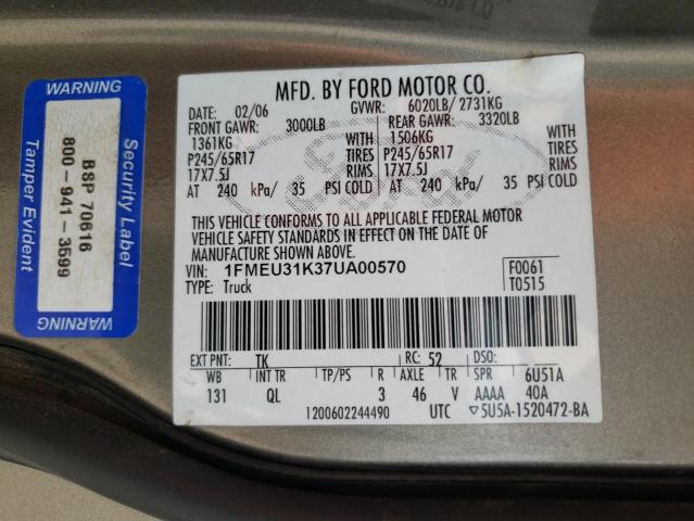 Photo 10 from auction – 2007 FORD EXPLORER S with VIN 1FMEU31K37UA00570