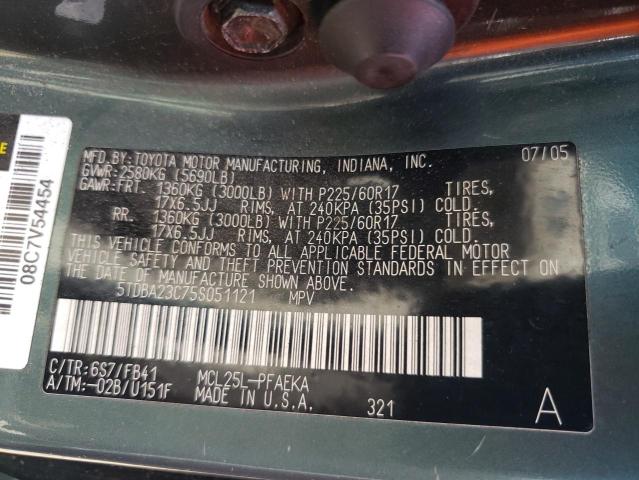 Photo 10 from auction – 2005 TOYOTA SIENNA LE with VIN 5TDBA23C75S051121