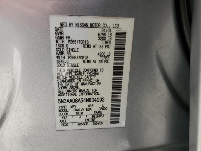Photo 10 from auction – 2004 INFINITI QX56 with VIN 5N3AA08A54N804093