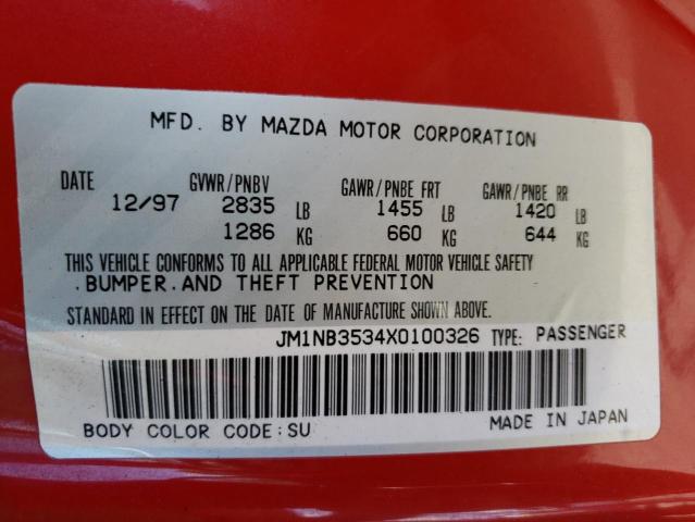 Photo 10 from auction – 1999 MAZDA MX-5 MIATA with VIN JM1NB3534X0100326