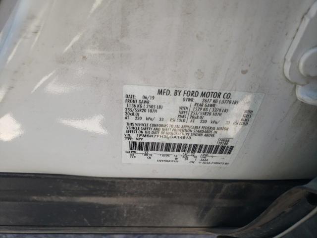 Photo 10 from auction – 2020 FORD EXPLORER L with VIN 1FMSK7FH3LGA14913