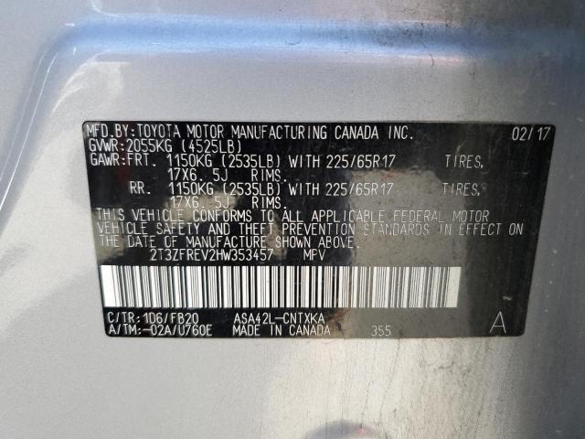 Photo 10 from auction – 2017 TOYOTA RAV4 LE with VIN 2T3ZFREV2HW353457