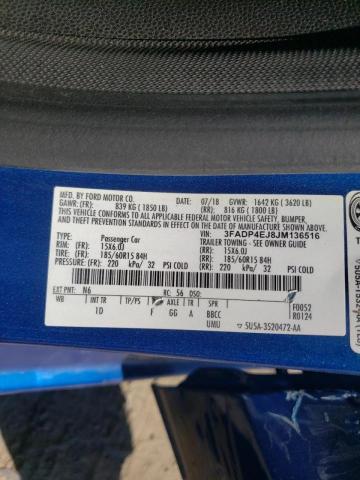 Photo 10 from auction – 2018 FORD FIESTA SE with VIN 3FADP4EJ8JM136516