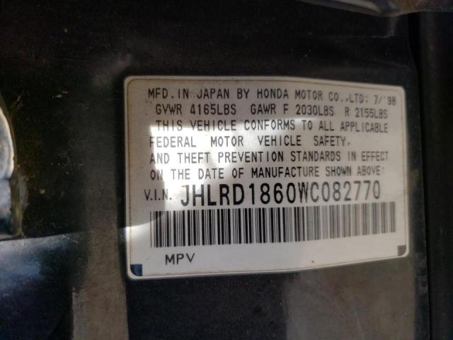 Photo 10 from auction – 1998 HONDA CR-V EX with VIN JHLRD1860WC082770