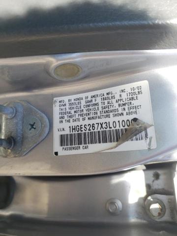 Photo 10 from auction – 2003 HONDA CIVIC with VIN 1HGES267X3L010006