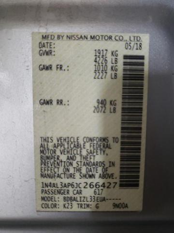 Photo 10 from auction – 2018 NISSAN ALTIMA 2.5 with VIN 1N4AL3AP6JC266427
