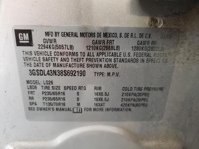 Photo 10 from auction – 2008 SATURN VUE XE with VIN 3GSDL43N38S692190