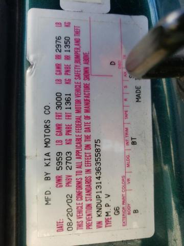 Photo 10 from auction – 2003 KIA SEDONA EX with VIN KNDUP131436355875