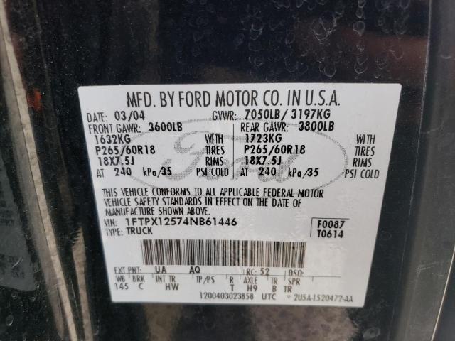 Photo 10 from auction – 2004 FORD F150 with VIN 1FTPX12574NB61446