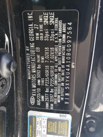 Photo 10 from auction – 2011 KIA SORENTO EX with VIN 5XYKU4A10BG097564
