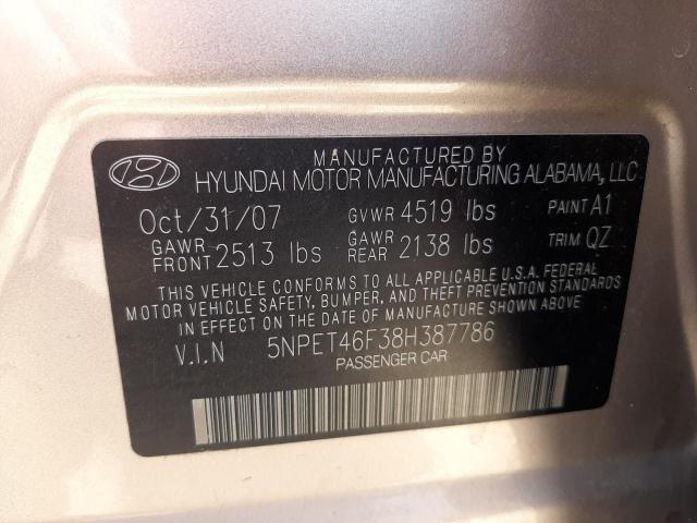 Photo 10 from auction – 2008 HYUNDAI SONATA GLS with VIN 5NPET46F38H387786