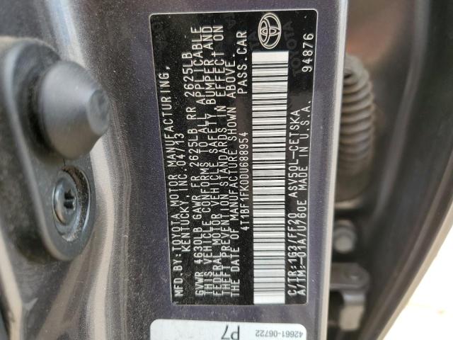 Photo 10 from auction – 2013 TOYOTA CAMRY L with VIN 4T1BF1FK0DU688954