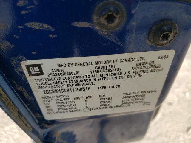 Photo 10 from auction – 2004 CHEVROLET silverado with VIN 2GCEK19T841158518