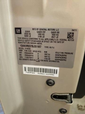 Photo 10 from auction – 2011 GMC ACADIA SLT with VIN 1GKKVRED7BJ351967
