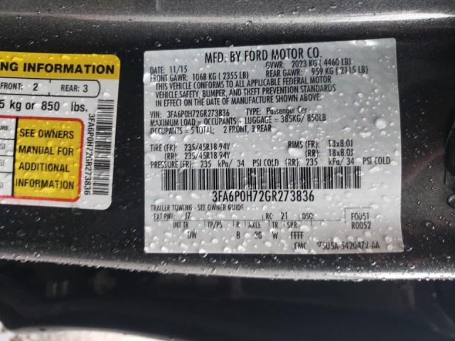 Photo 10 from auction – 2016 FORD FUSION SE with VIN 3FA6P0H72GR273836