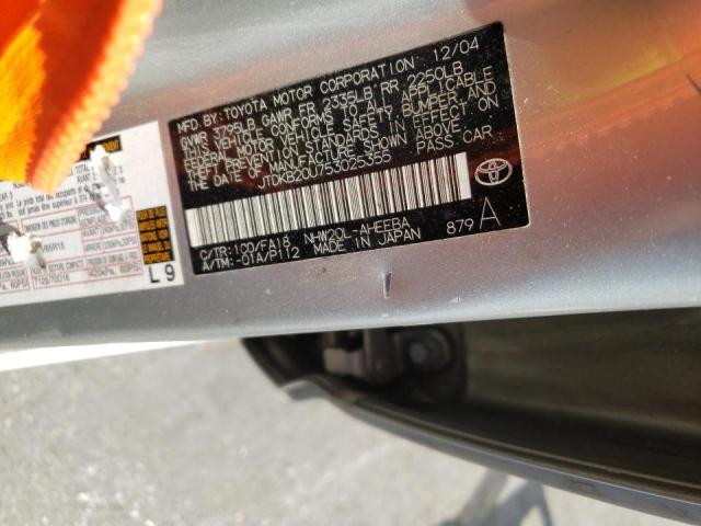 Photo 10 from auction – 2005 TOYOTA PRIUS with VIN JTDKB20U753025355