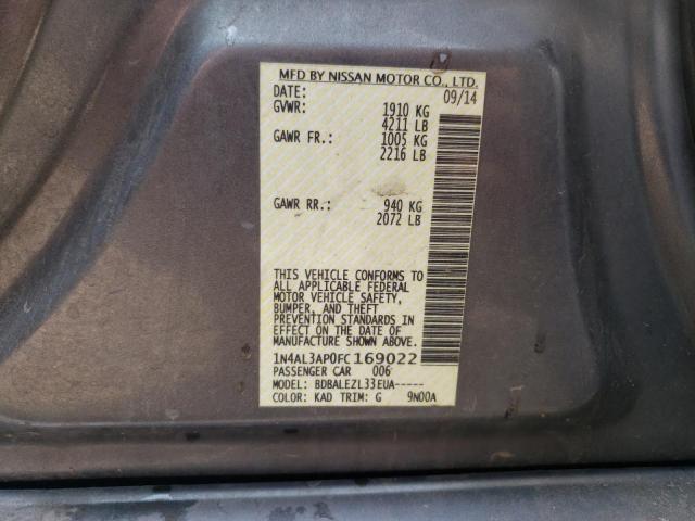 Photo 10 from auction – 2015 NISSAN ALTIMA 2.5 with VIN 1N4AL3AP0FC169022