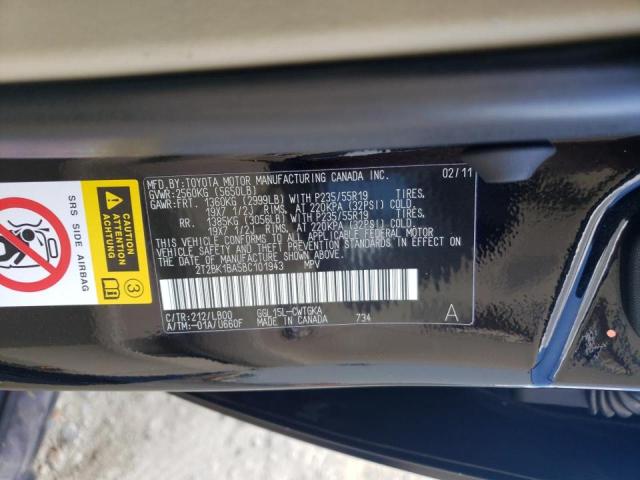 Photo 10 from auction – 2011 LEXUS RX 350 with VIN 2T2BK1BA5BC101943
