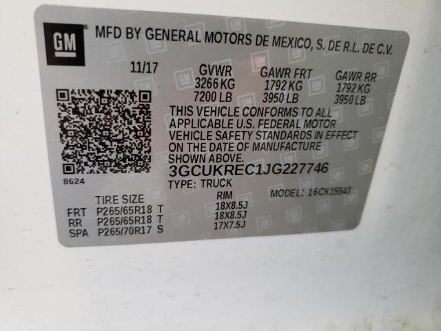Photo 10 from auction – 2018 CHEVROLET SILVERADO with VIN 3GCUKREC1JG227746