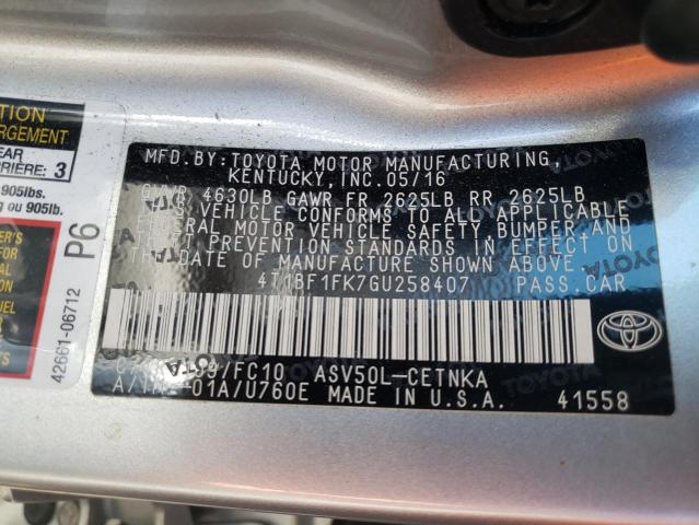 Photo 10 from auction – 2016 TOYOTA CAMRY LE with VIN 4T1BF1FK7GU258407