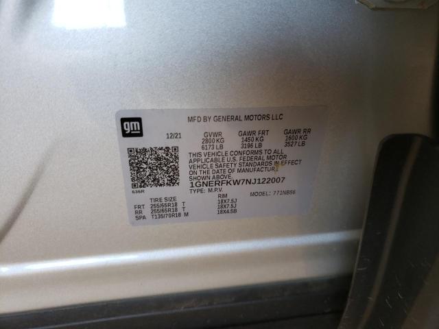 Photo 10 from auction – 2022 CHEVROLET TRAVERSE L with VIN 1GNERFKW7NJ122007