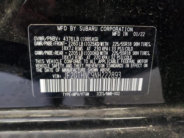 Photo 10 from auction – 2022 SUBARU CROSSTREK with VIN JF2GTHNC9NH222893