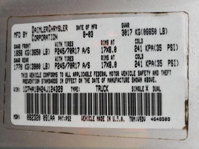 Photo 10 from auction – 2004 DODGE RAM 1500 S with VIN 1D7HA18N24J124329
