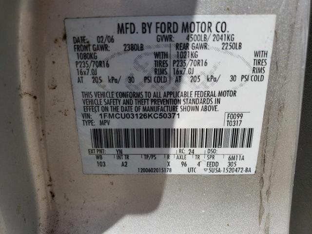 Photo 10 from auction – 2006 FORD ESCAPE XLT with VIN 1FMCU03126KC50371