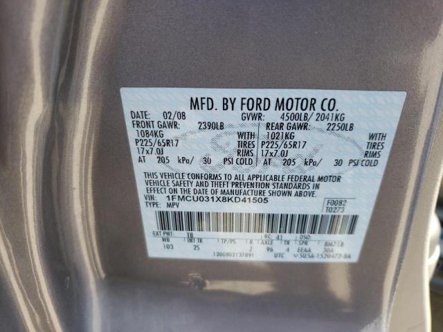 Photo 10 from auction – 2008 FORD ESCAPE XLT with VIN 1FMCU031X8KD41505