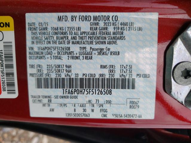 Photo 10 from auction – 2015 FORD FUSION SE with VIN 1FA6P0H75F5126508