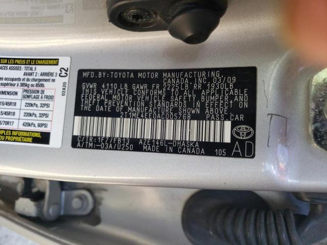 Photo 10 from auction – 2010 TOYOTA COROLLA MA with VIN 2T1ME4EE0AC005768