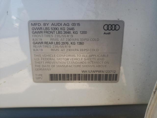 Photo 10 from auction – 2015 AUDI Q5 PREMIUM with VIN WA1LFAFP8FA123712