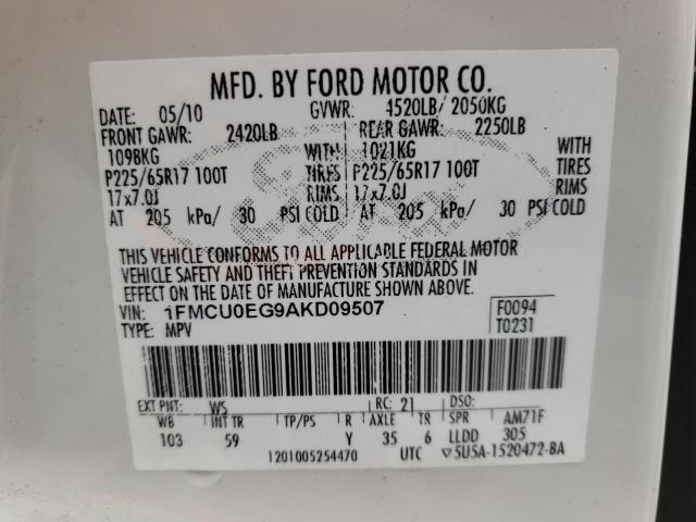 Photo 10 from auction – 2010 FORD ESCAPE LIM with VIN 1FMCU0EG9AKD09507