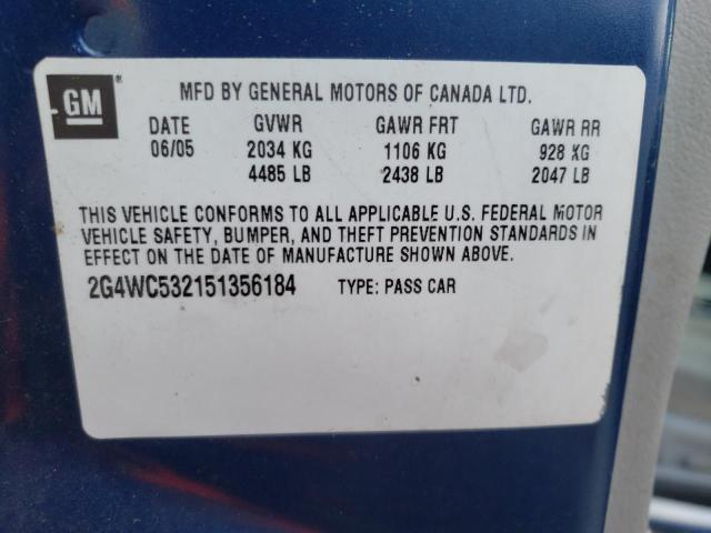 Photo 10 from auction – 2005 BUICK LACROSSE C with VIN 2G4WC532151356184