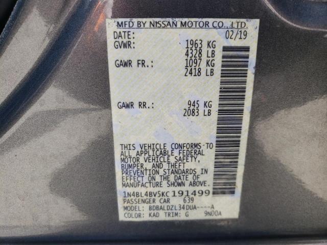 Photo 10 from auction – 2019 NISSAN ALTIMA S with VIN 1N4BL4BV5KC191499