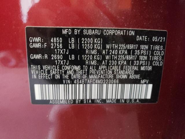 Photo 10 from auction – 2021 SUBARU OUTBACK PR with VIN 4S4BTAFC4M3223066